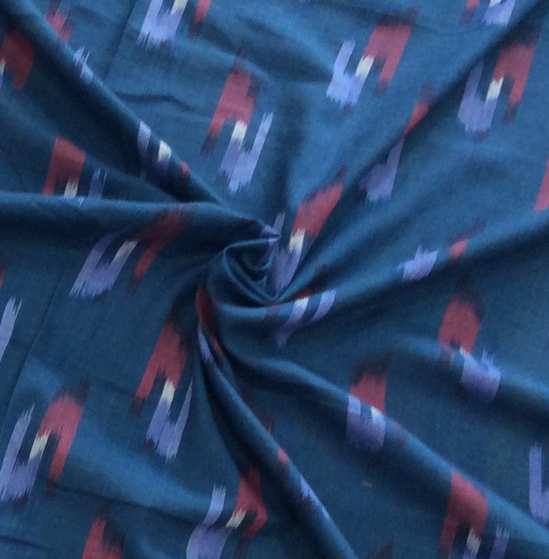 Teal Blue Cotton Handloom Ikat (SKU: IK-574)