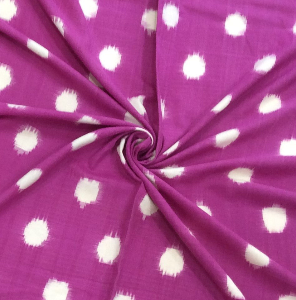 Purple & White Cotton Handwoven Double Ikat (Width: 44 inches or 112 cm)