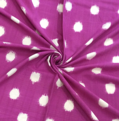 Purple & White Cotton Handwoven Double Ikat | 1 Meter (SKU: IK-582)