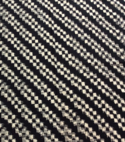 Black, White Cotton Handloom Double Ikat | 1 Meter (SKU: IK-584)