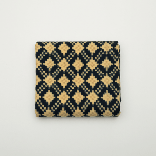 Black & Yellow Geometric Cotton Handloom Thick Ikat | SKU: IK-588