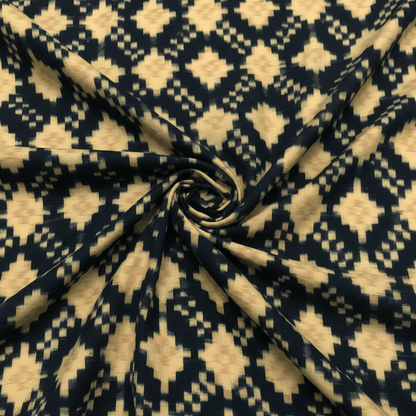 Black & Yellow Geometric Cotton Handloom Thick Ikat | SKU: IK-588