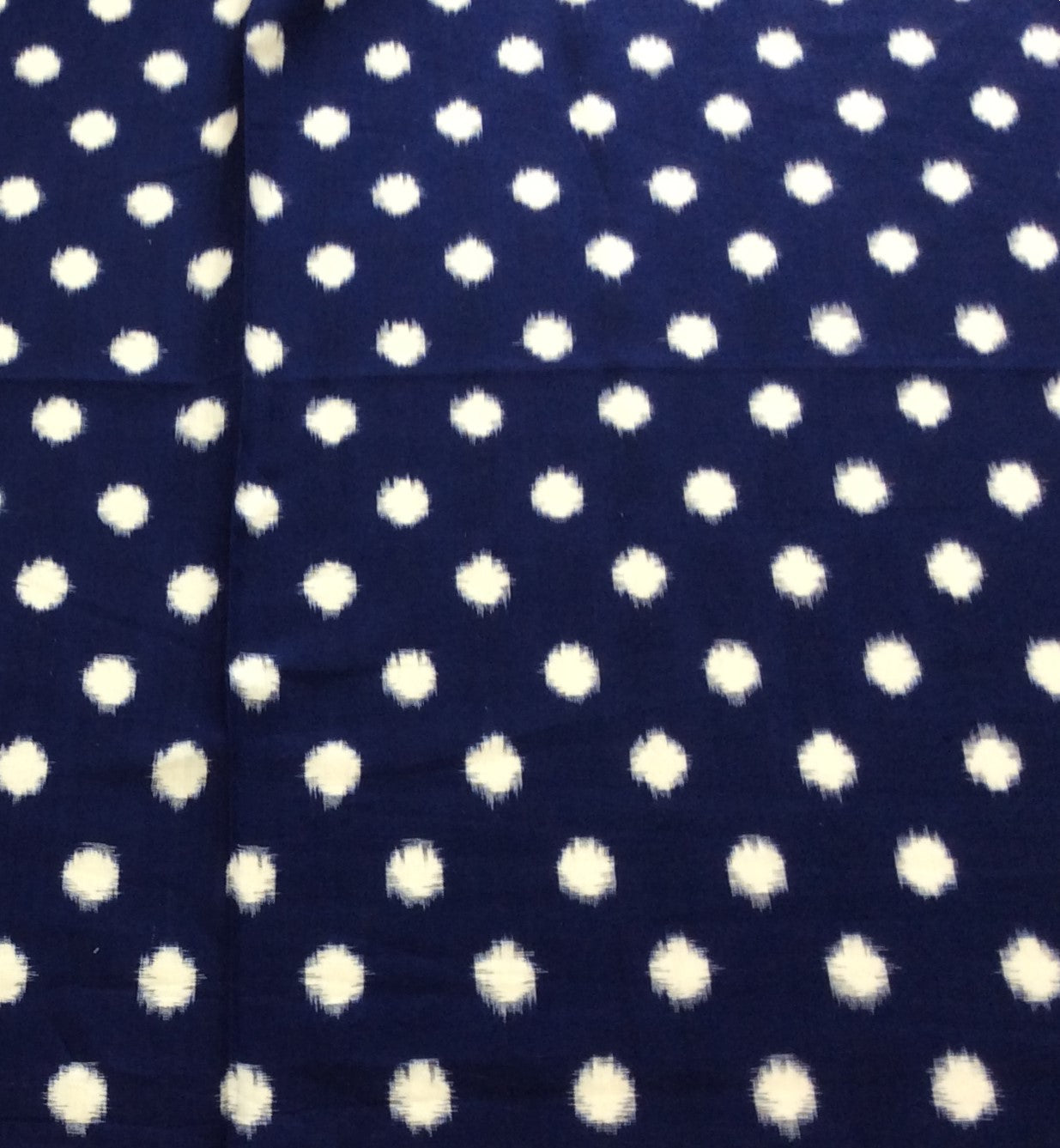 Blue, White Dot Fine Quality Cotton Handloom Ikat (SKU: IK-589)