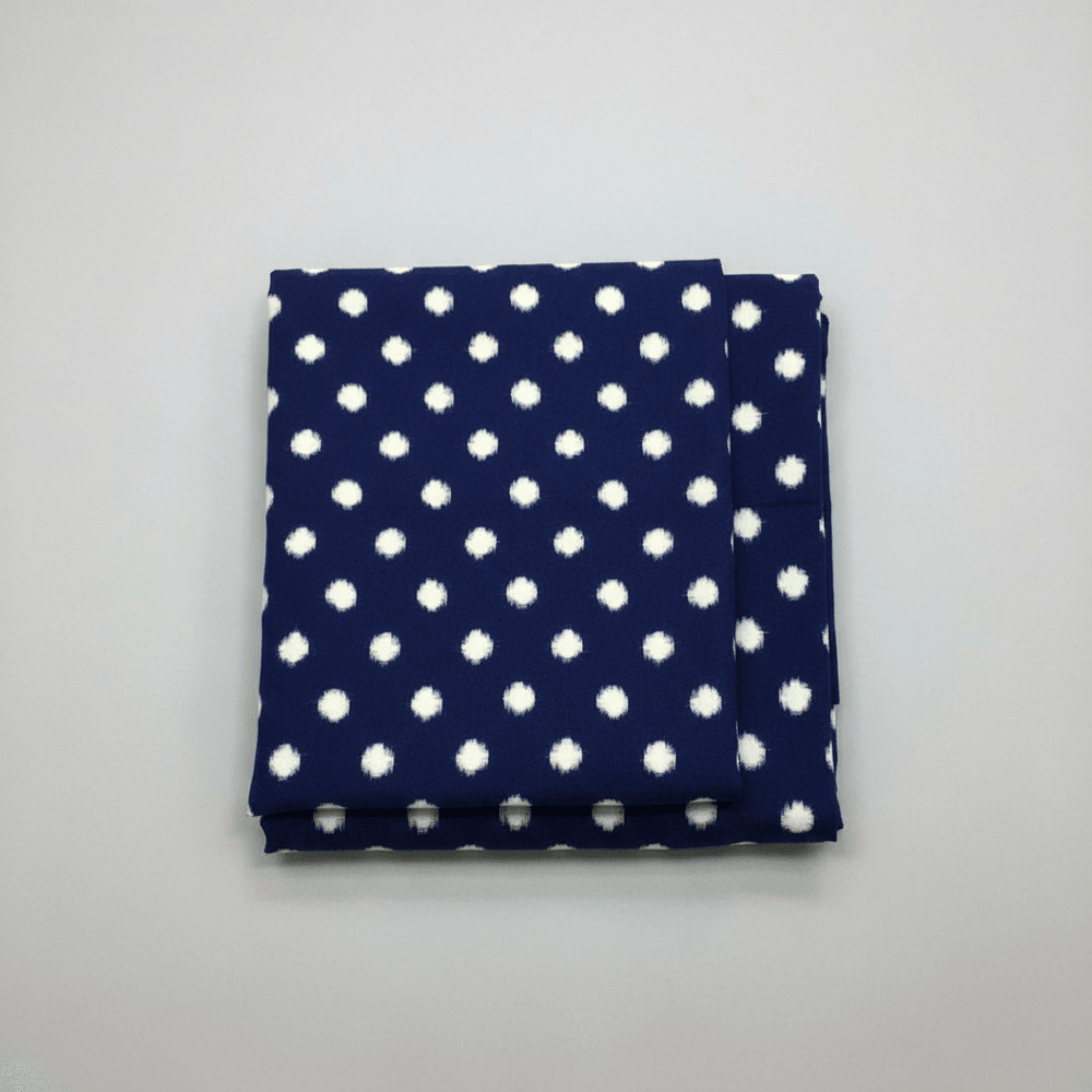 Blue, White Dot Fine Quality Cotton Handloom Ikat Fabric for Men's Shirt | Width: 44"