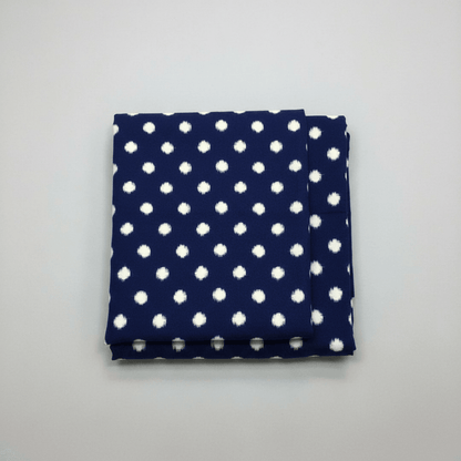 Blue, White Dot Fine Quality Cotton Handloom Ikat Fabric for Men's Shirt | Width: 44"