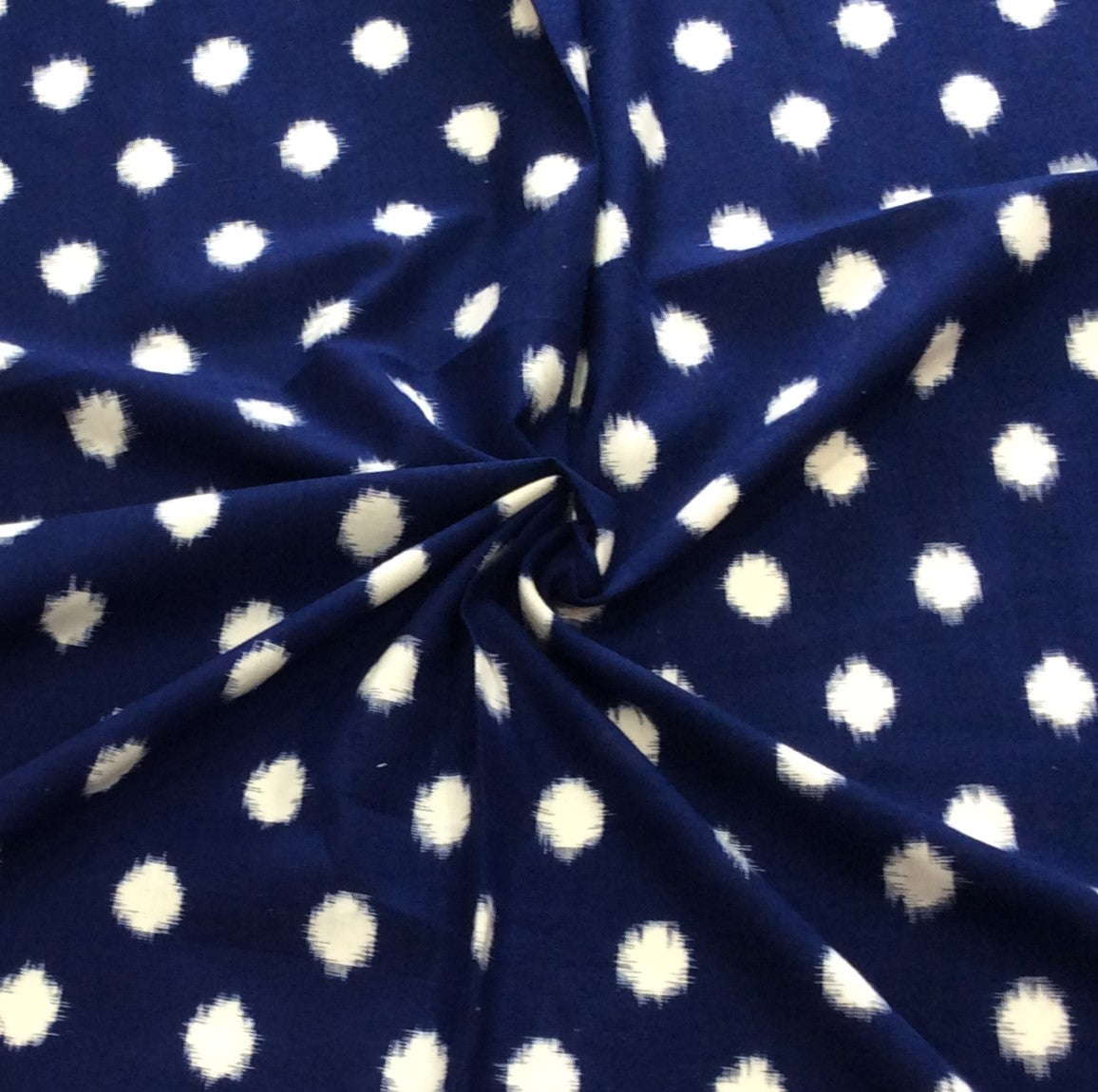 Blue, White Dot Fine Quality Cotton Handloom Ikat (SKU: IK-589)