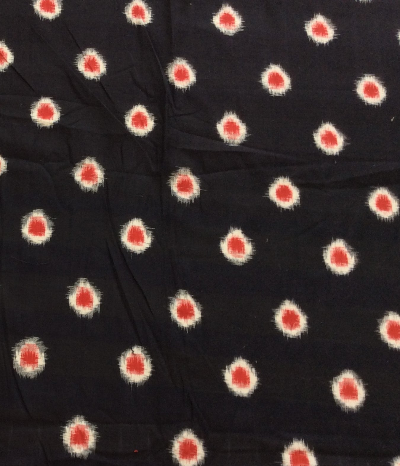 Black, White Red Dot Cotton Handloom Double Ikat (SKU: IK-596)