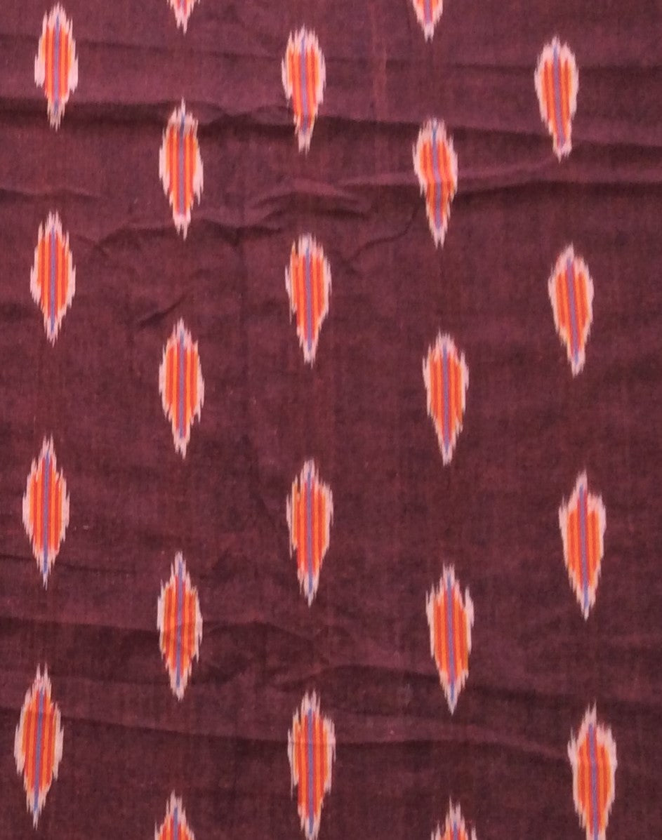 Maroon, Color Cotton Handloom Ikat (SKU: IK-597)
