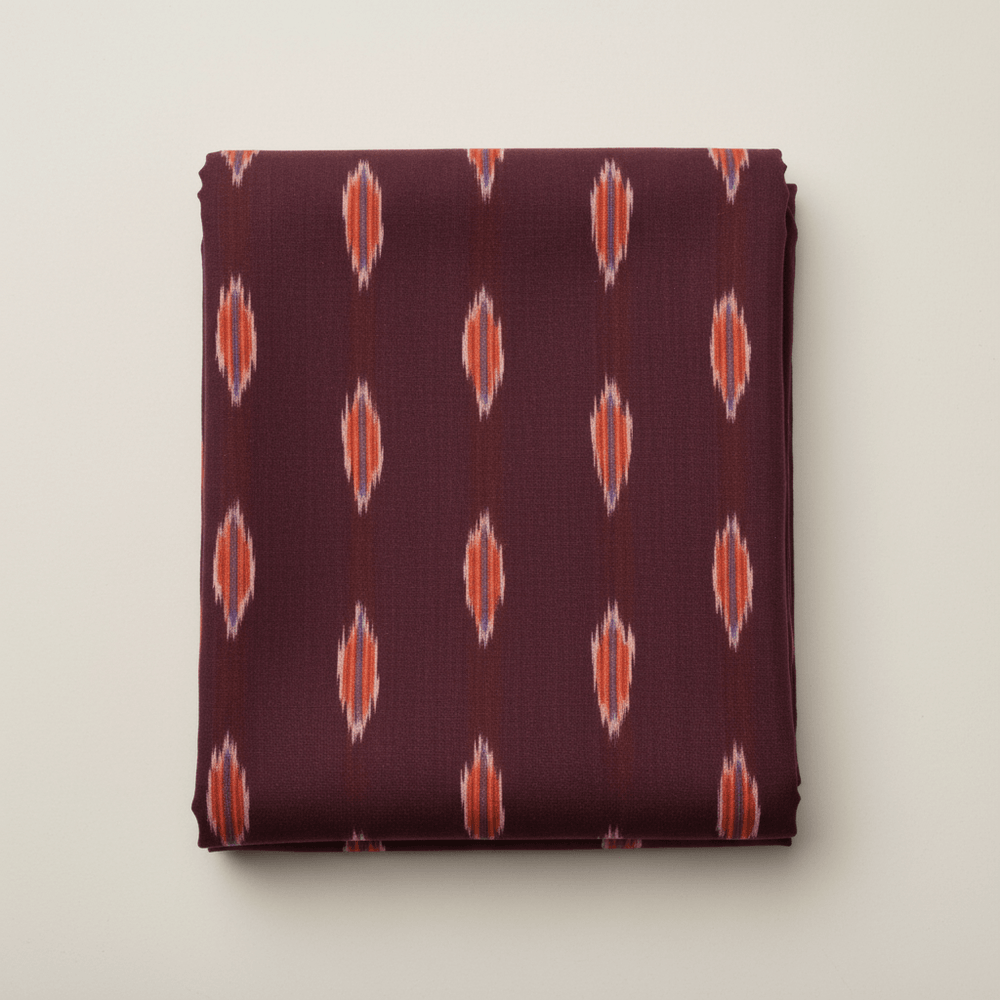 Maroon, Color Cotton Handloom Ikat | SKU: IK-597