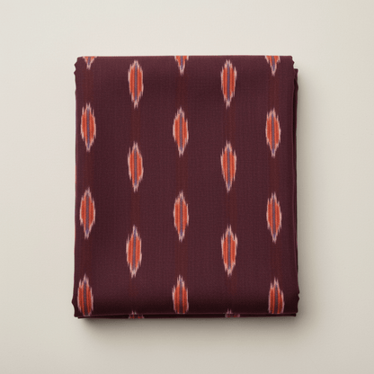 Maroon, Color Cotton Handloom Ikat | SKU: IK-597