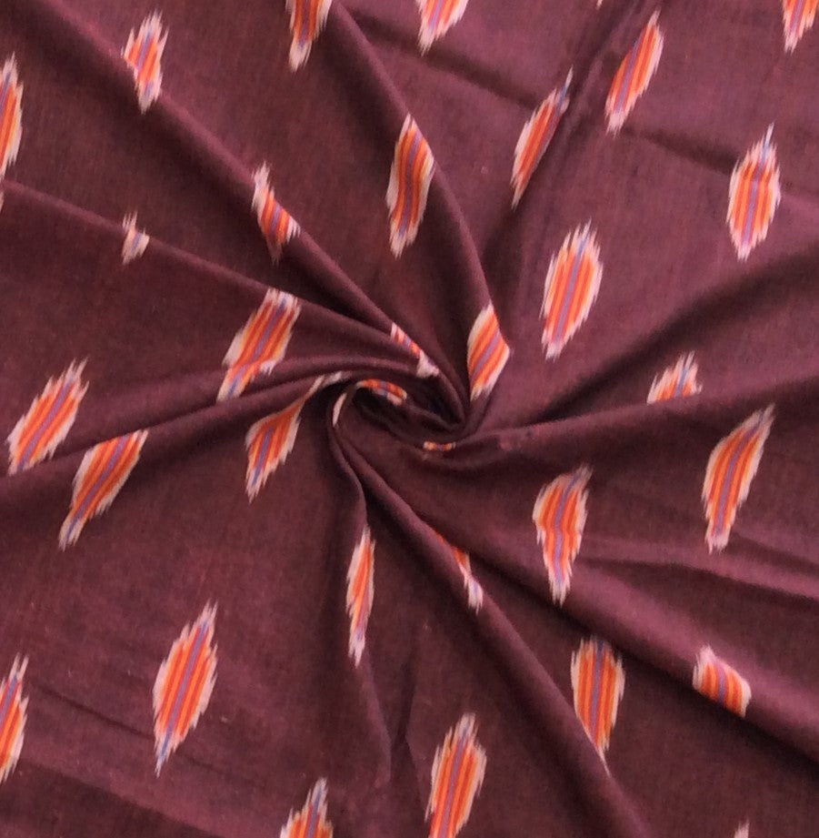 Maroon, Color Cotton Handloom Ikat (SKU: IK-597)