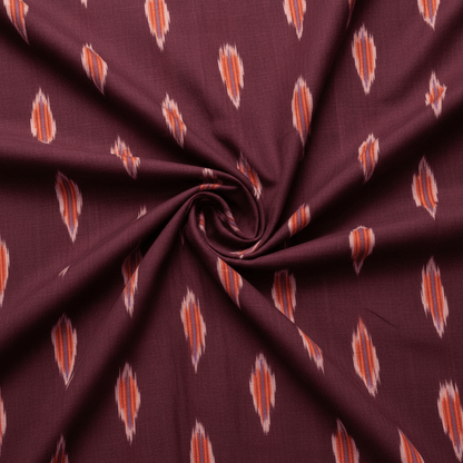 Maroon, Color Cotton Handloom Ikat | SKU: IK-597