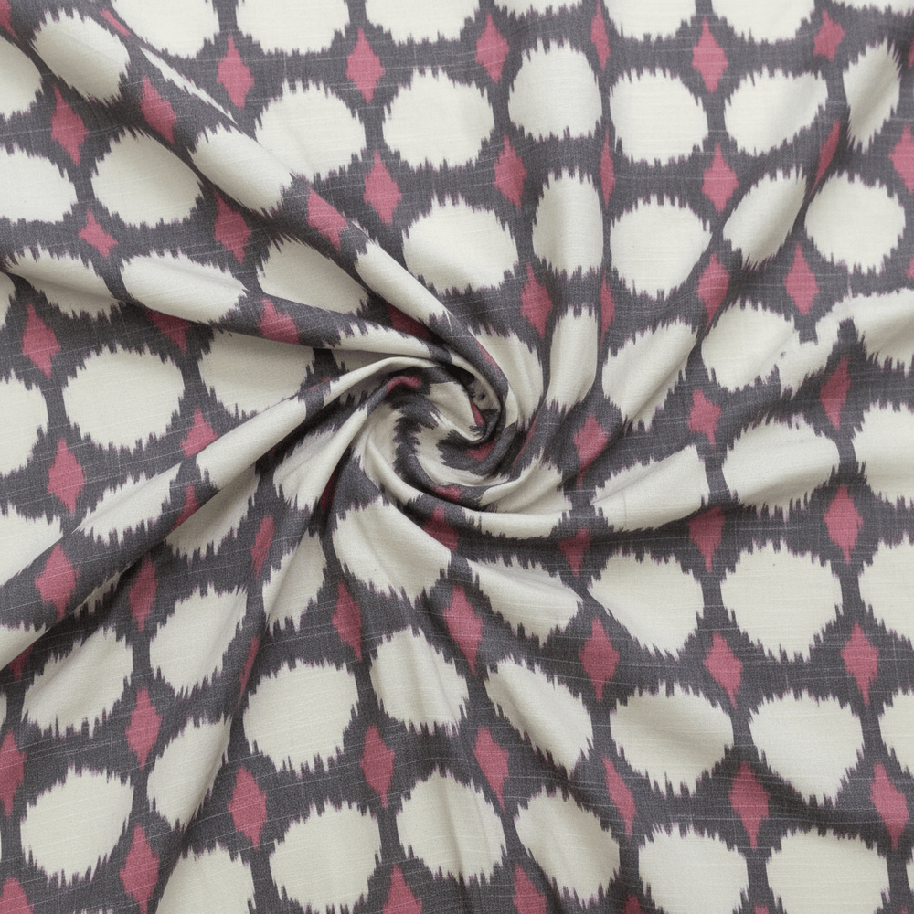 Multicolor Cotton Slub Handloom Ikat Fabric for Dress Material | Width: 44"