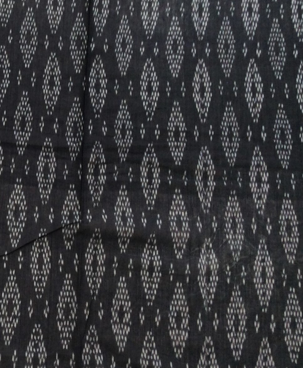 Black Fine Quality Merserised Cotton Voile Woven Handloom Ikat (Width: 44 inches or 112 cm)
