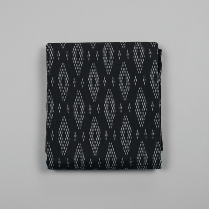 Black Fine Quality Merserised Cotton Voile Woven Handloom Ikat | SKU: IK-605