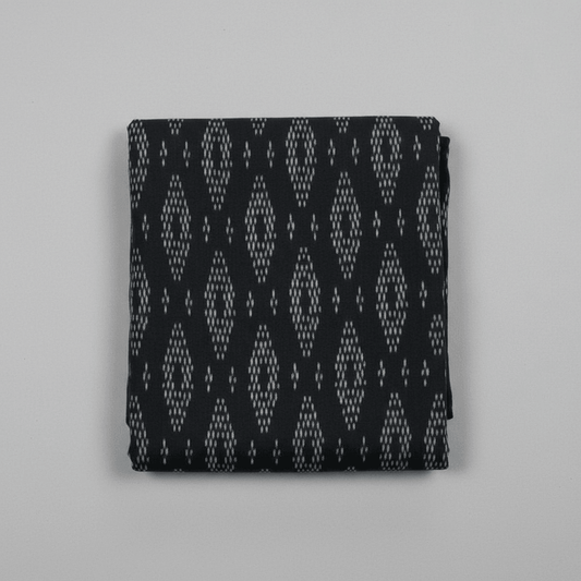 Black Fine Quality Merserised Cotton Voile Woven Handloom Ikat | SKU: IK-605