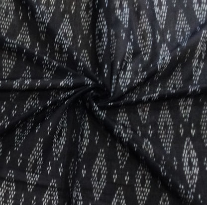 Black Fine Quality Merserised Cotton Voile Woven Handloom Ikat | SKU: IK-605