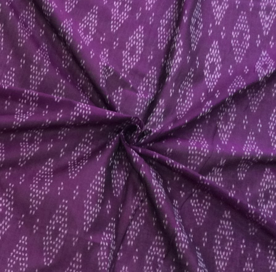 Purple Fine Quality Merserised Cotton Voile Woven Handloom Ikat (Width: 44 inches or 112 cm)