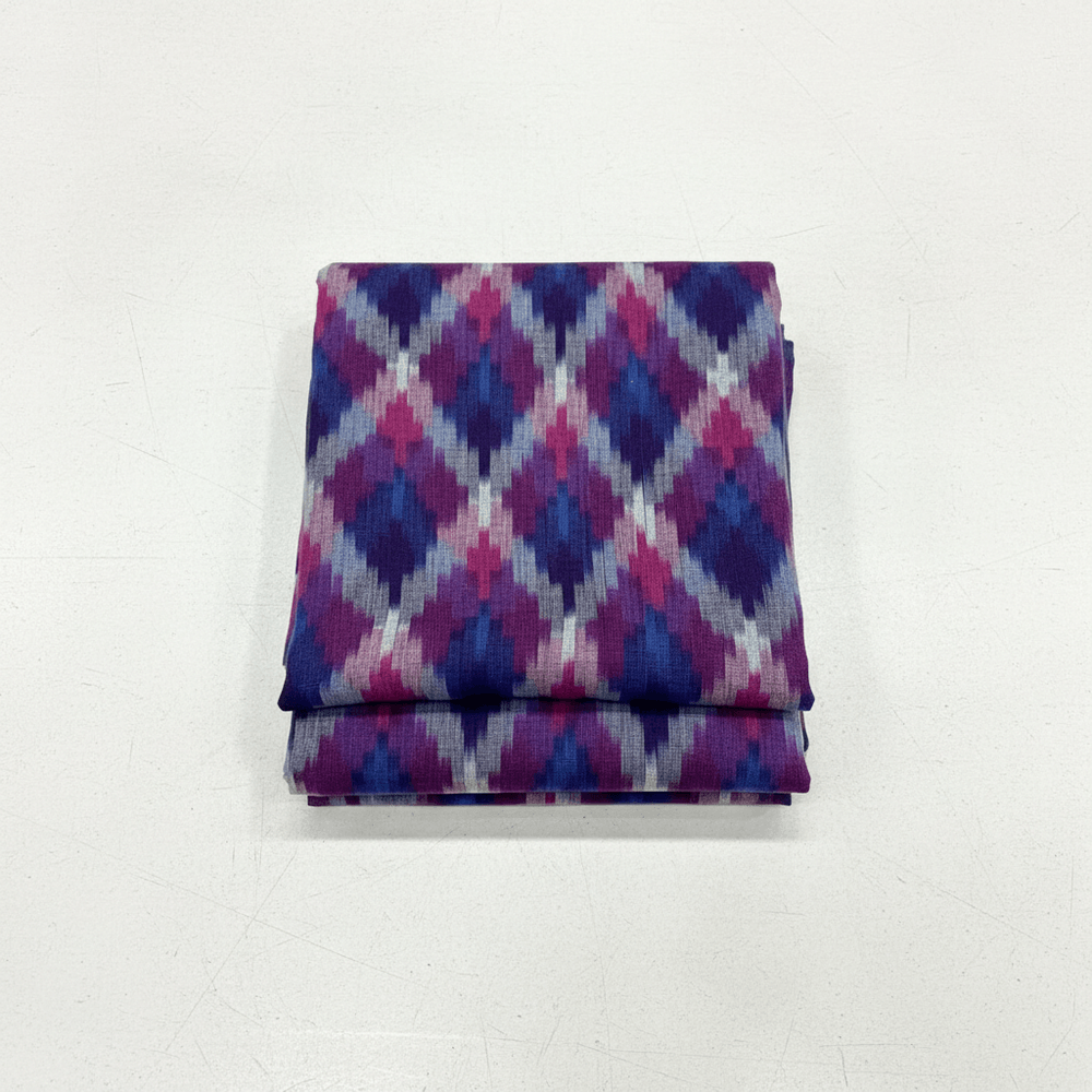 Multicolor Fine Quality Cotton Handloom Ikat Fabric for Dress Material | Width: 44"