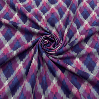 Multicolor Fine Quality Cotton Handloom Ikat Fabric for Dress Material | Width: 44"