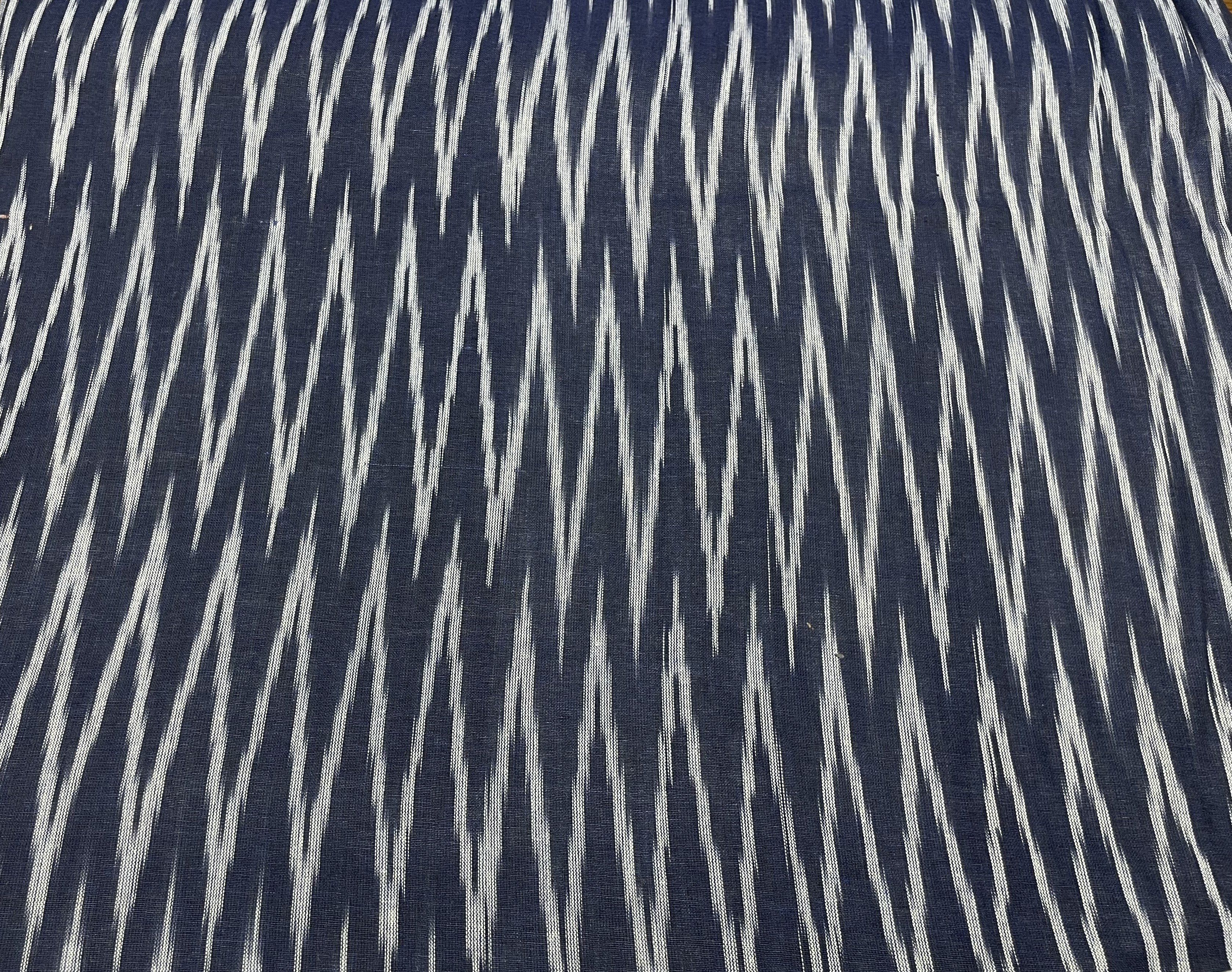 Dark Blue And White Cotton Handloom Ikat (Sku: IK-64)