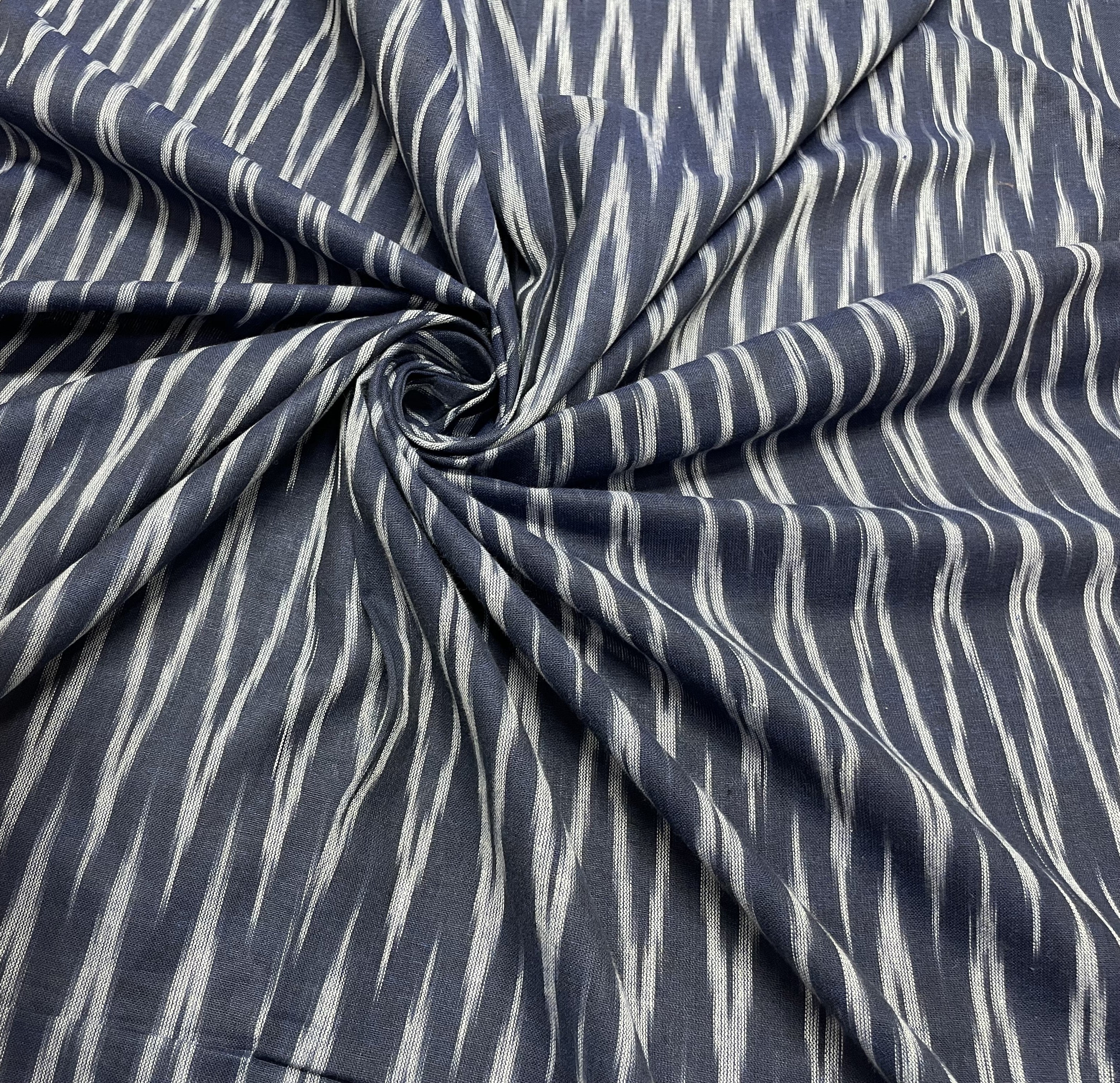 Dark Blue And White Cotton Handloom Ikat (Sku: IK-64)