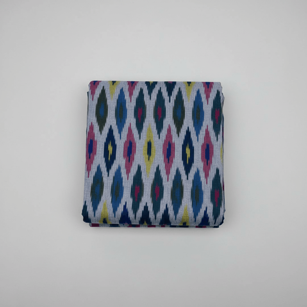 Multicolor Fine Quality Cotton Handloom Ikat Fabric for Dress Material | Width: 44"
