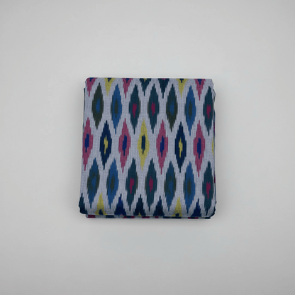 Multicolor Fine Quality Cotton Handloom Ikat Fabric for Dress Material | Width: 44"