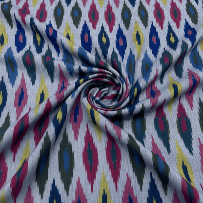 Multicolor Fine Quality Cotton Handloom Ikat Fabric for Dress Material | Width: 44"