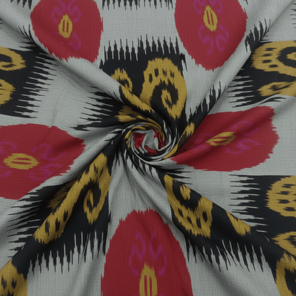 Multicolor Fine Quality Cotton Handloom Ikat for Dress Material | Width: 44"