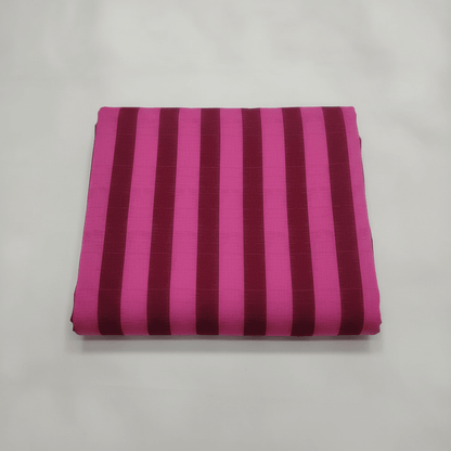 Pink & Maroon Stripe Fine Quality Handwoven Cotton Double Ikat Fabric for Shirts | Width: 44"