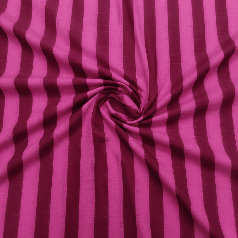 Pink & Maroon Stripe Fine Quality Handwoven Cotton Double Ikat Fabric for Shirts | Width: 44"