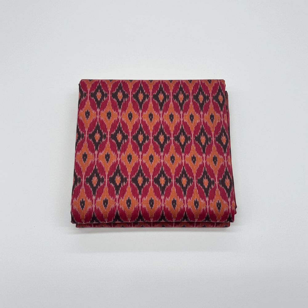 Maroon Small Design Handwoven Cotton Silk Ikat Fabric for Dress Material | Width: 44"