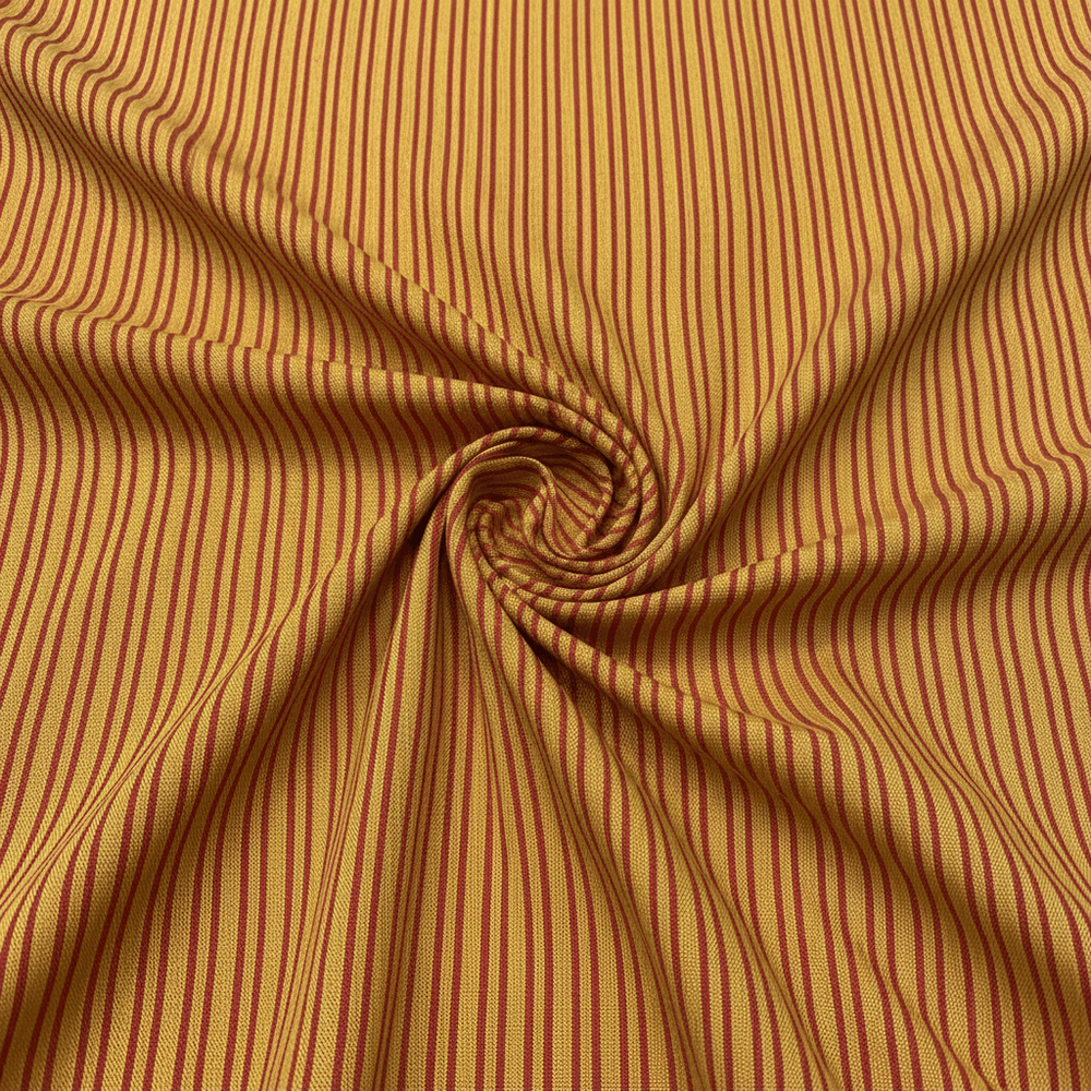 Yellow & red Stripe Handloom Cotton Heavyweight Thick Ikat Fabric for Jackets & Upholstery | Width: 44"