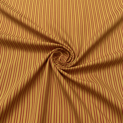 Yellow & red Stripe Handloom Cotton Heavyweight Thick Ikat Fabric for Jackets & Upholstery | Width: 44"