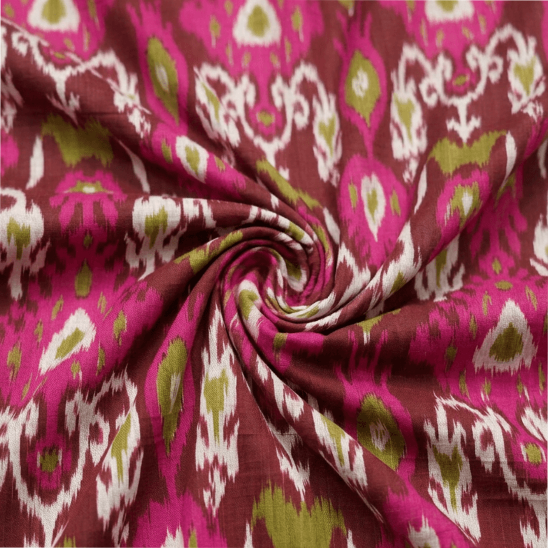Multicolor Big Design Fine Quality Handloom Cotton Ikat | Width: 44"