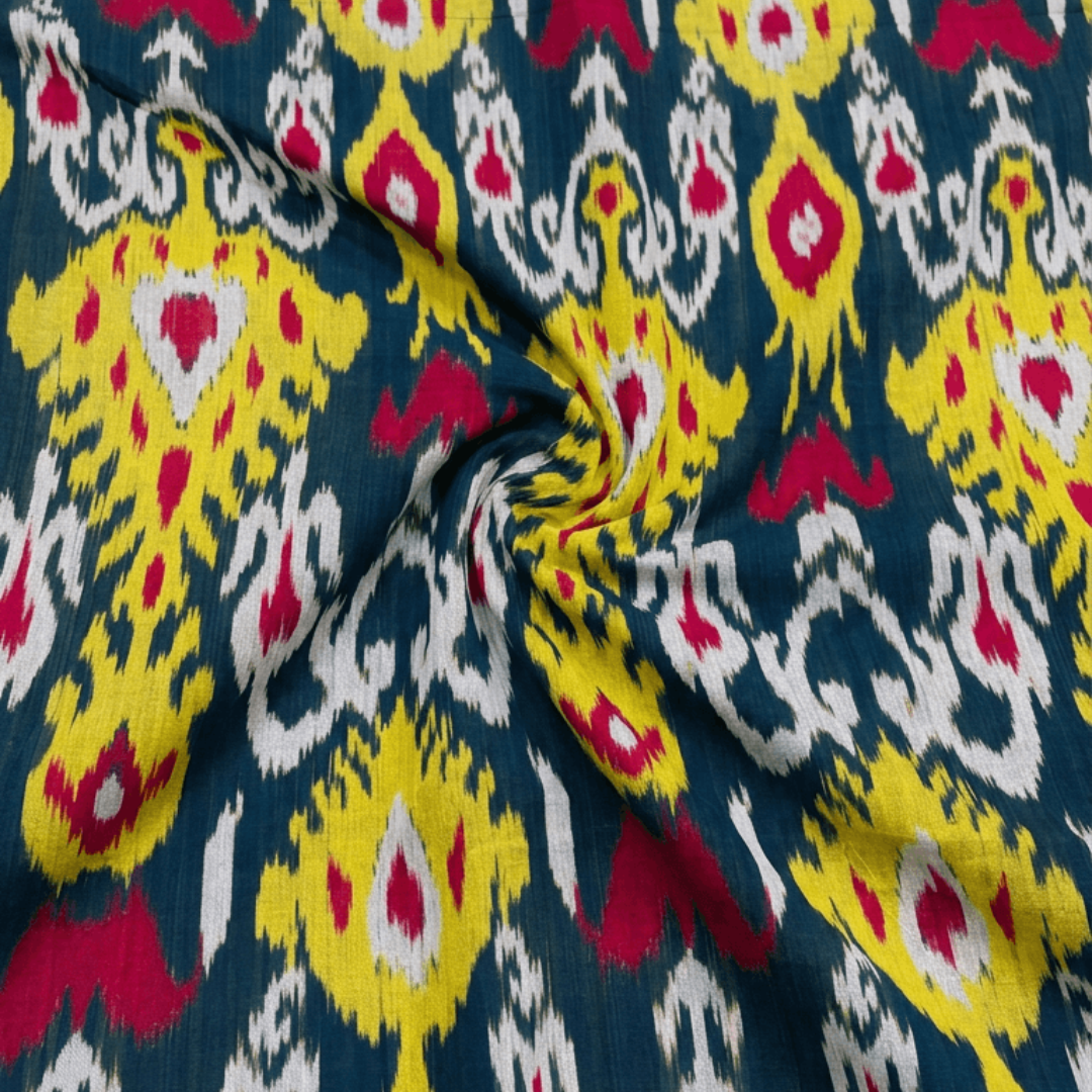 Multicolor Big Design Fine Quality Handloom Cotton Ikat | Width: 44"