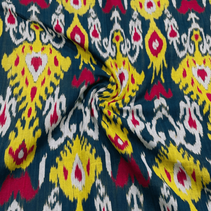 Multicolor Big Design Fine Quality Handloom Cotton Ikat | Width: 44"