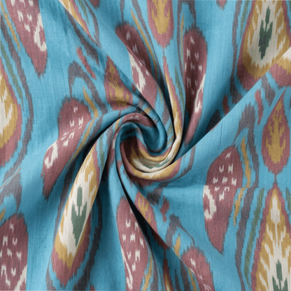Multicolor Big Pattern Fine Quality Handloom Cotton Ikat | Width: 44"
