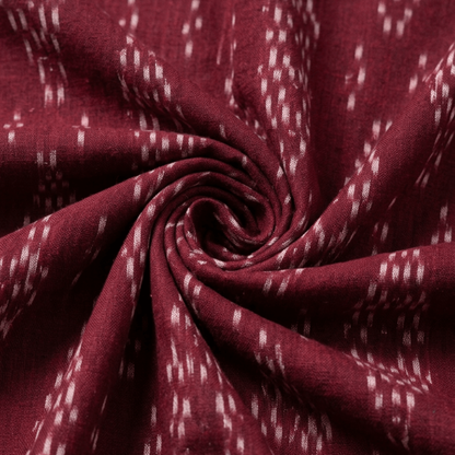 Maroon & White Design Fine Quality Handloom Cotton Ikat | Width: 44"