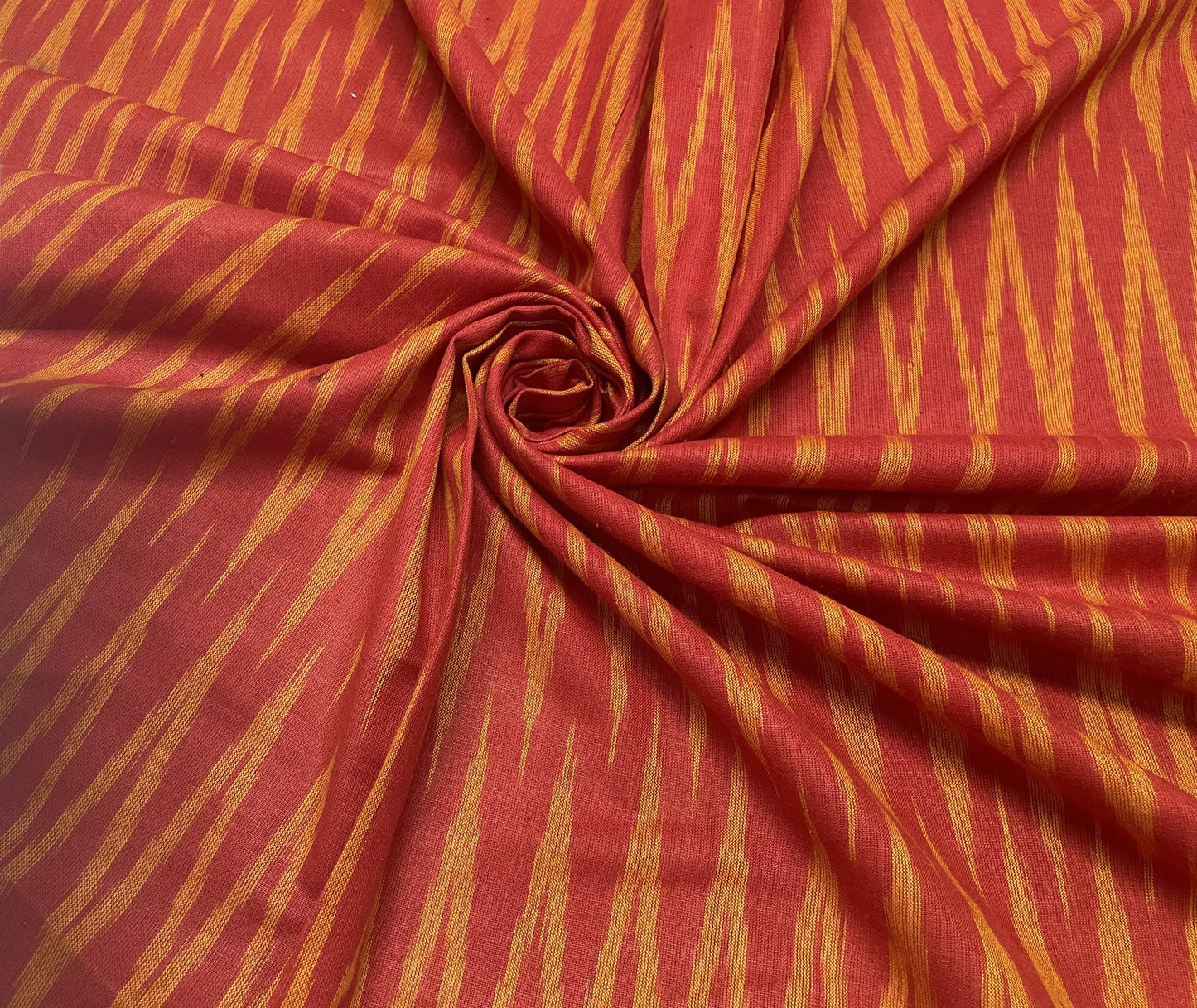Red And Yellow Cotton Handloom Ikat (Sku: IK-353)