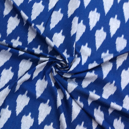 Blue Leaf Design Cotton Handloom Ikat | SKU: IK-94