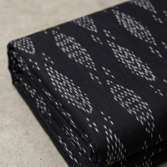 Black & White Design Fine Quality Handloom Cotton Ikat | Width: 44"