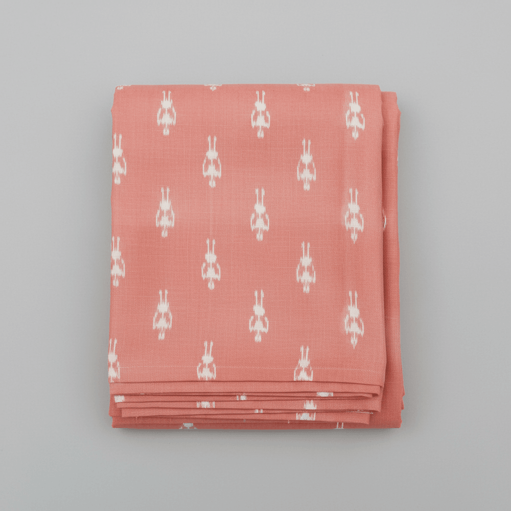 Peach Small Design Fine Quality Cotton Handloom Ikat Fabric for Dress Material | Width: 44"