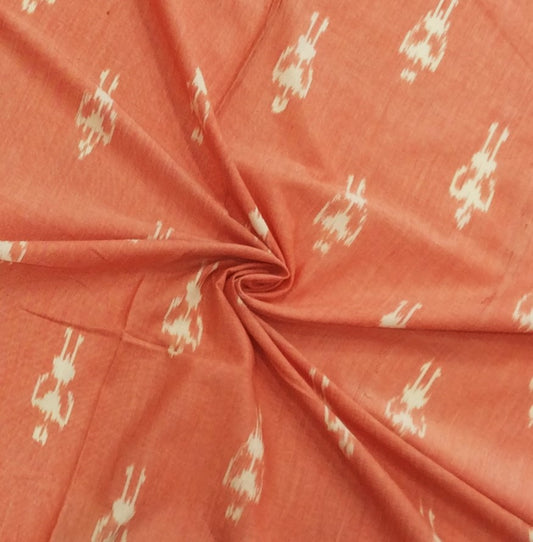 Peach color Fine Cotton Handloom Ikat (SKU: IK-97)