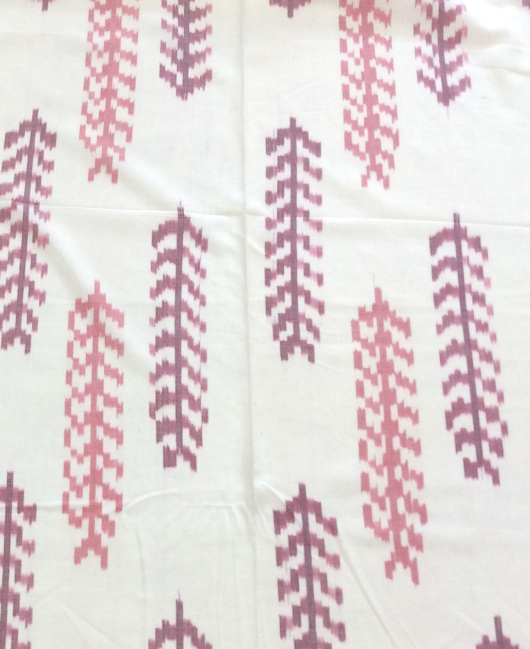White, Pink Fine Quality Handloom Cotton Ikat (Width: 44 inches or 112 cm)