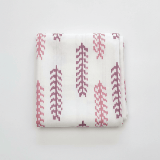 White, Pink Fine Quality Handloom Cotton Ikat | SKU: IK-9