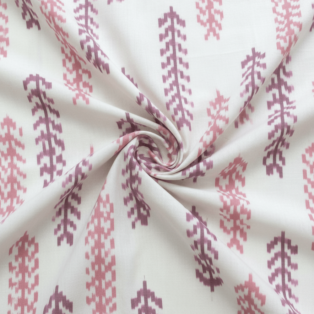 White, Pink Fine Quality Handloom Cotton Ikat | SKU: IK-9