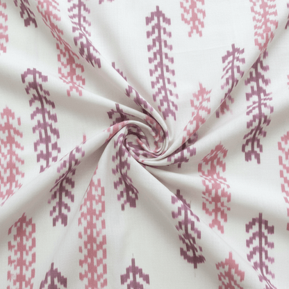White, Pink Fine Quality Handloom Cotton Ikat | SKU: IK-9
