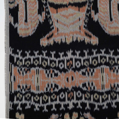 Black, Brown & White Cotton Handloom Ikat Fabric - 44" (112 cm)